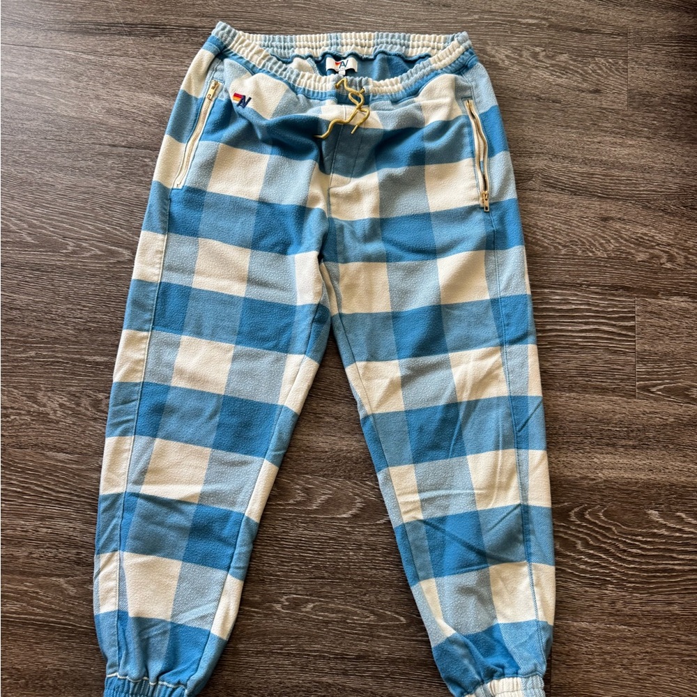 Aviator Nation Plaid Lodge Pants - Sky Plaid -XXL